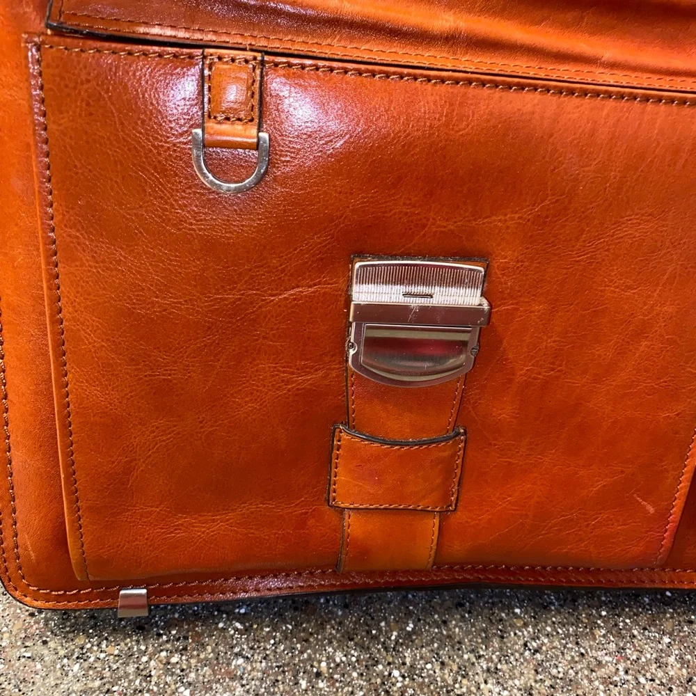 Bettoni Leather Crossbody Briefcase Tote